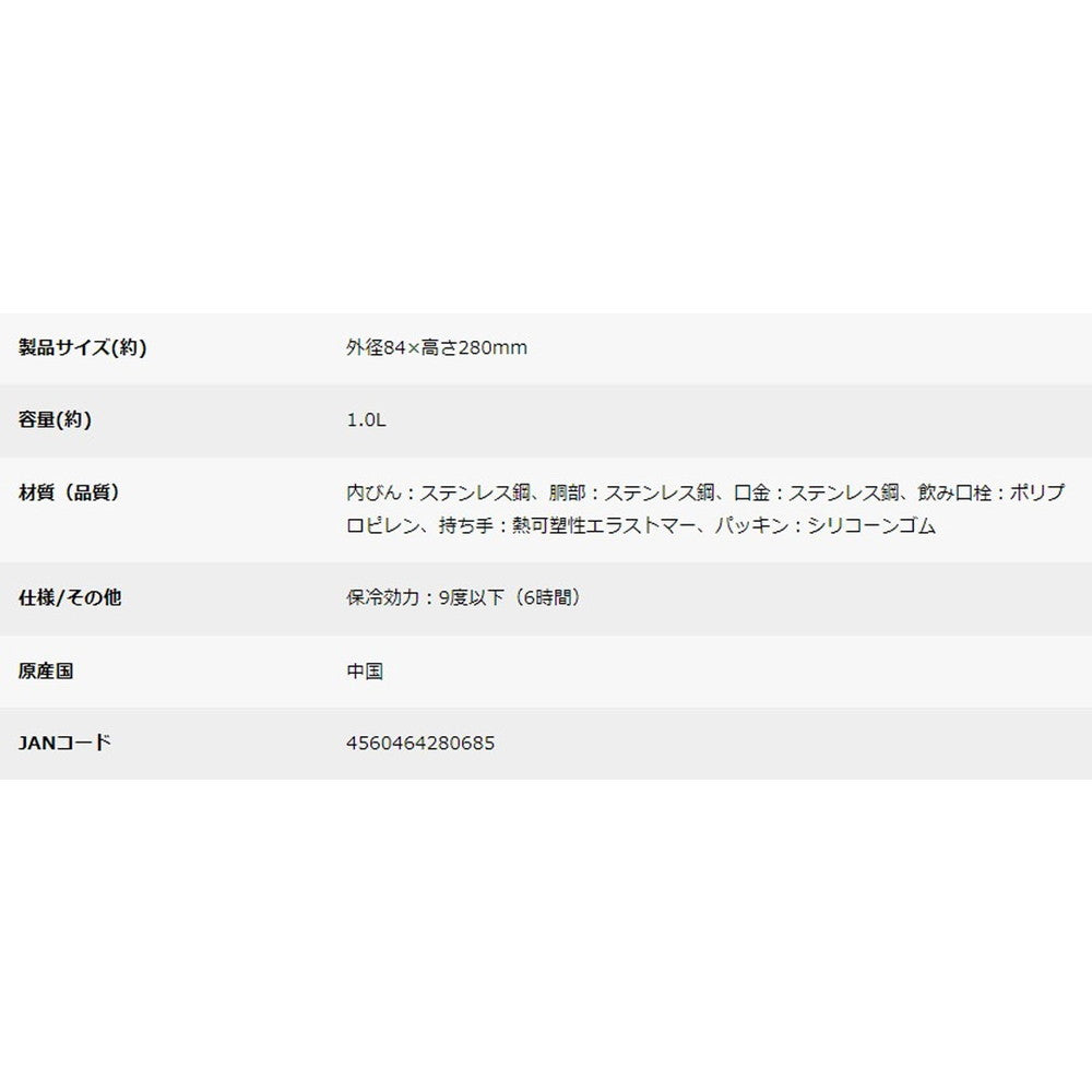 キャプテンスタッグ HDワンタッチボトル1000(シルバー)