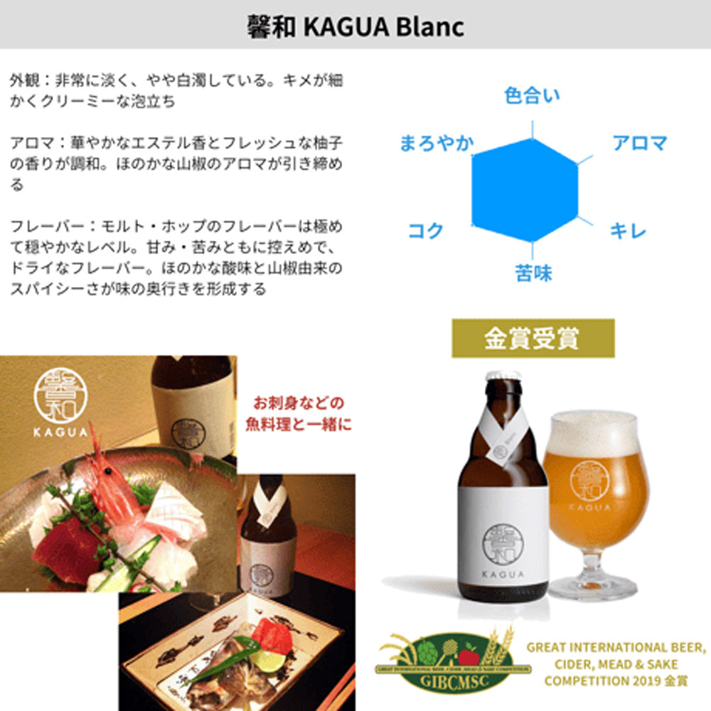 山梨発クラフトビール 馨和KAGUA(カグア)2種飲み比べ 4本(Rouge・Blanc)