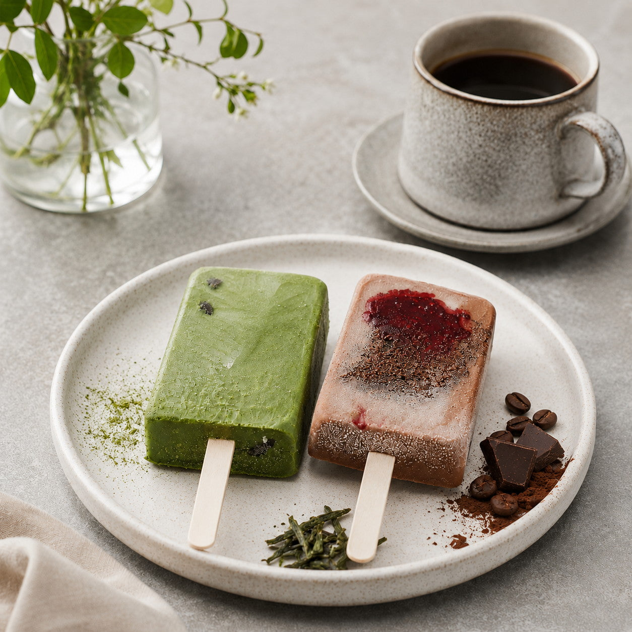 白金スイーツ スイーツアイス 　2種食べ比べ（抹茶、ガトーショコラ）