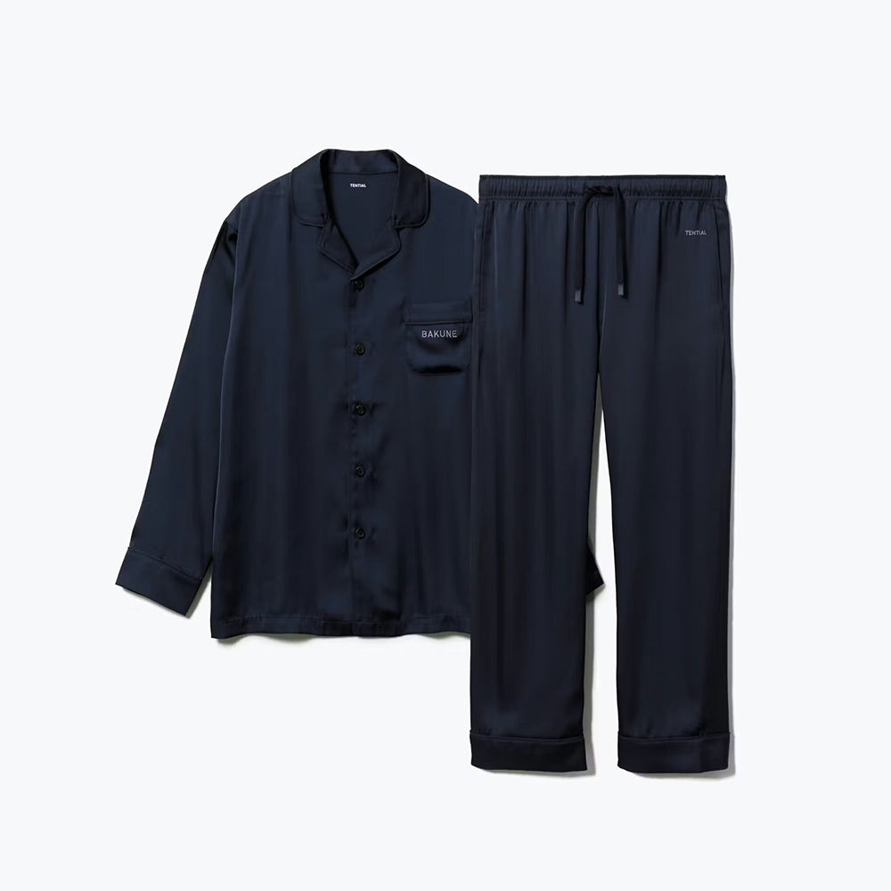 リカバリーウェア BAKUNE パジャマサテン上下(Unisex) ネイビーS