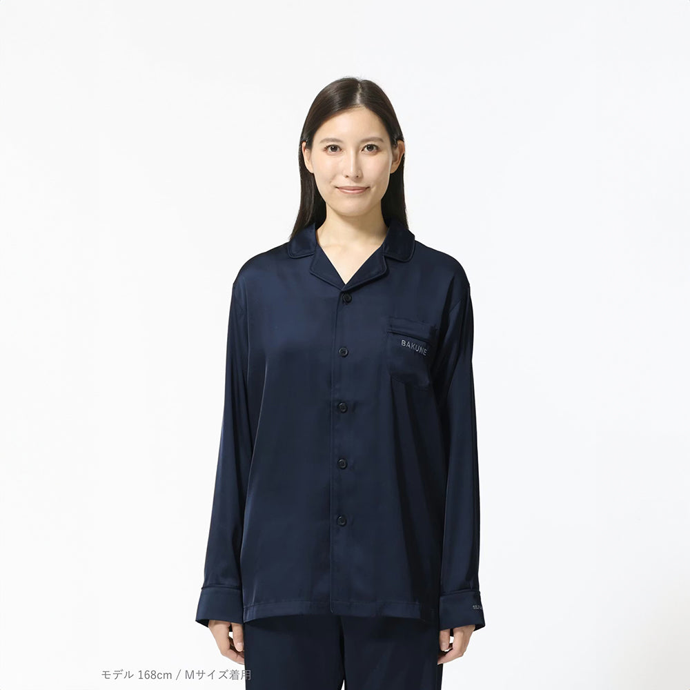 リカバリーウェア BAKUNE パジャマサテン上下(Unisex) ネイビーL
