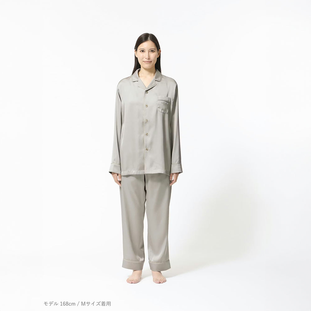 リカバリーウェア BAKUNE パジャマサテン上下(Unisex) グレージュXL