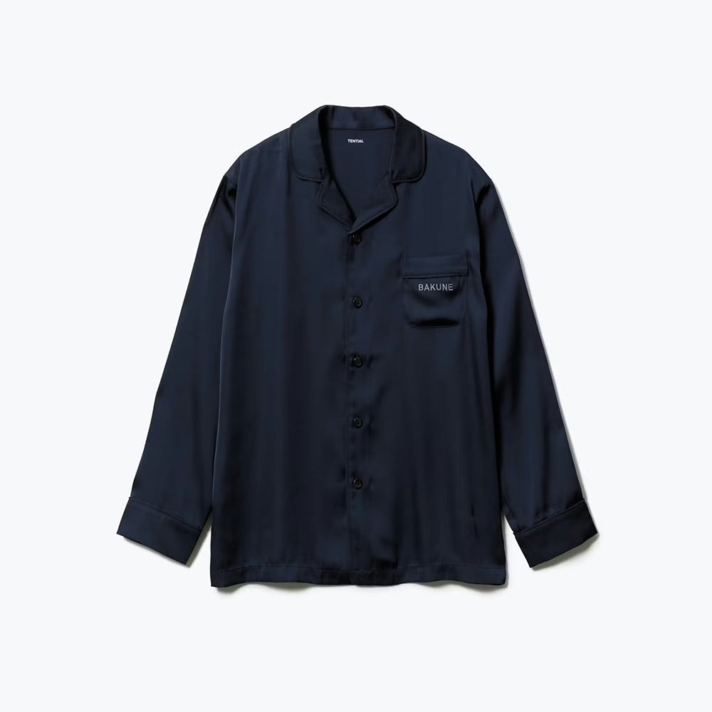 【母の日カード】 リカバリーウェア BAKUNE パジャマサテン上下(Unisex) ネイビーXL