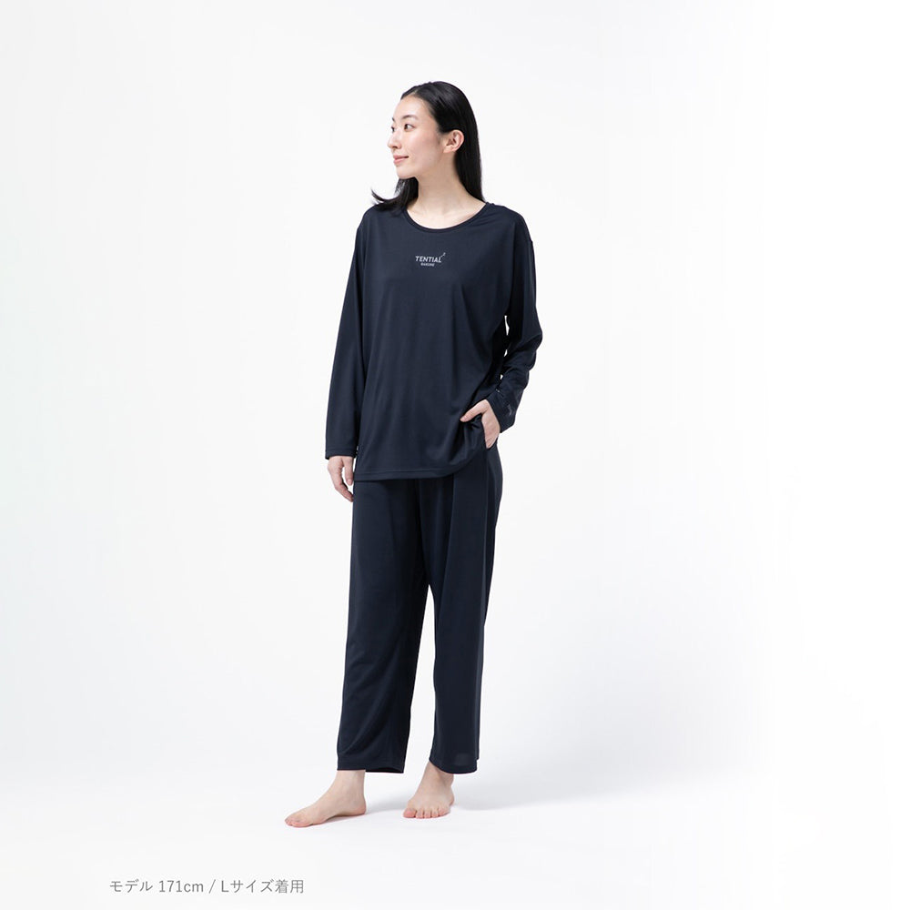 【母の日カード】 リカバリーウェア BAKUNE Dry Women’s　長袖上下セット ネイビーL