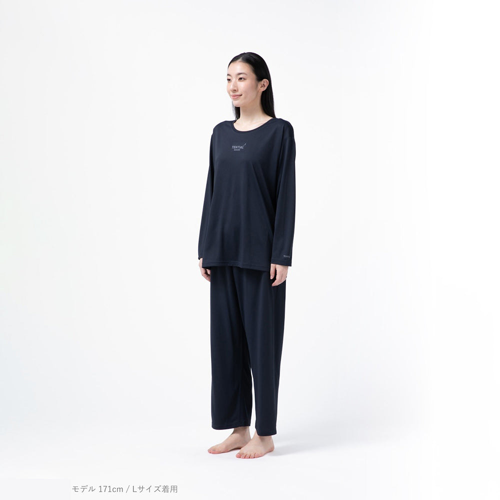 【母の日カード】 リカバリーウェア BAKUNE Dry Women’s　長袖上下セット ネイビーL