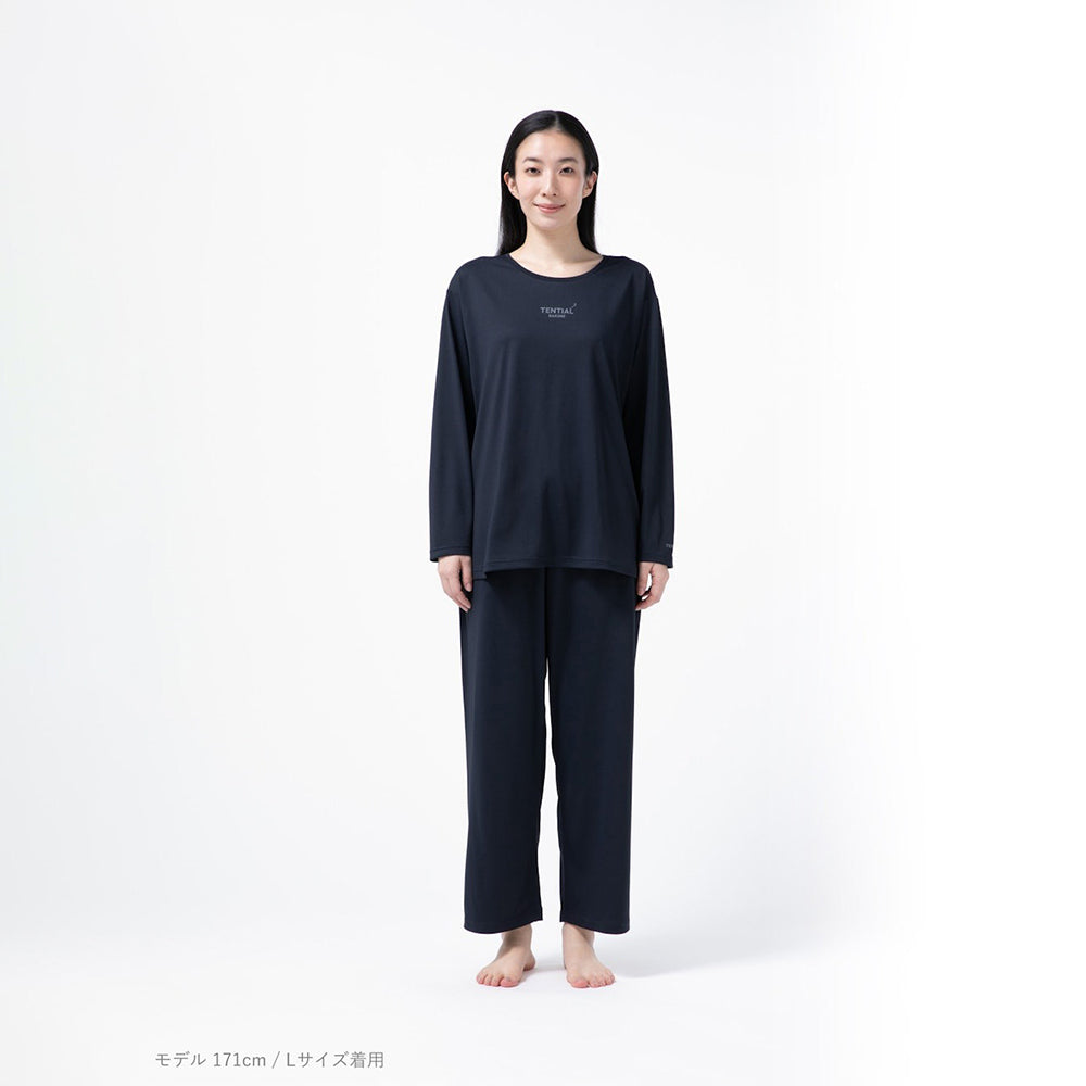 【母の日カード】 リカバリーウェア BAKUNE Dry Women’s　長袖上下セット ネイビーXL