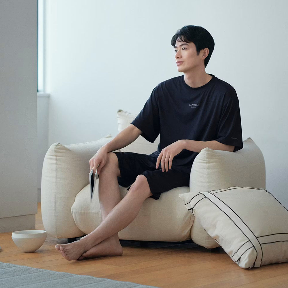 【父の日カード】 リカバリーウェア BAKUNE Dry Men's 半袖上下セット ネイビー M 【一般医療機器】
