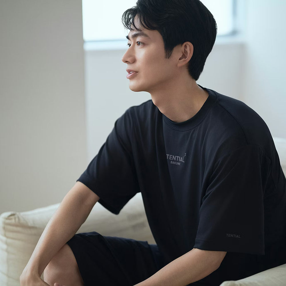 【父の日カード】 リカバリーウェア BAKUNE Dry Men's 半袖上下セット ネイビー L 【一般医療機器】