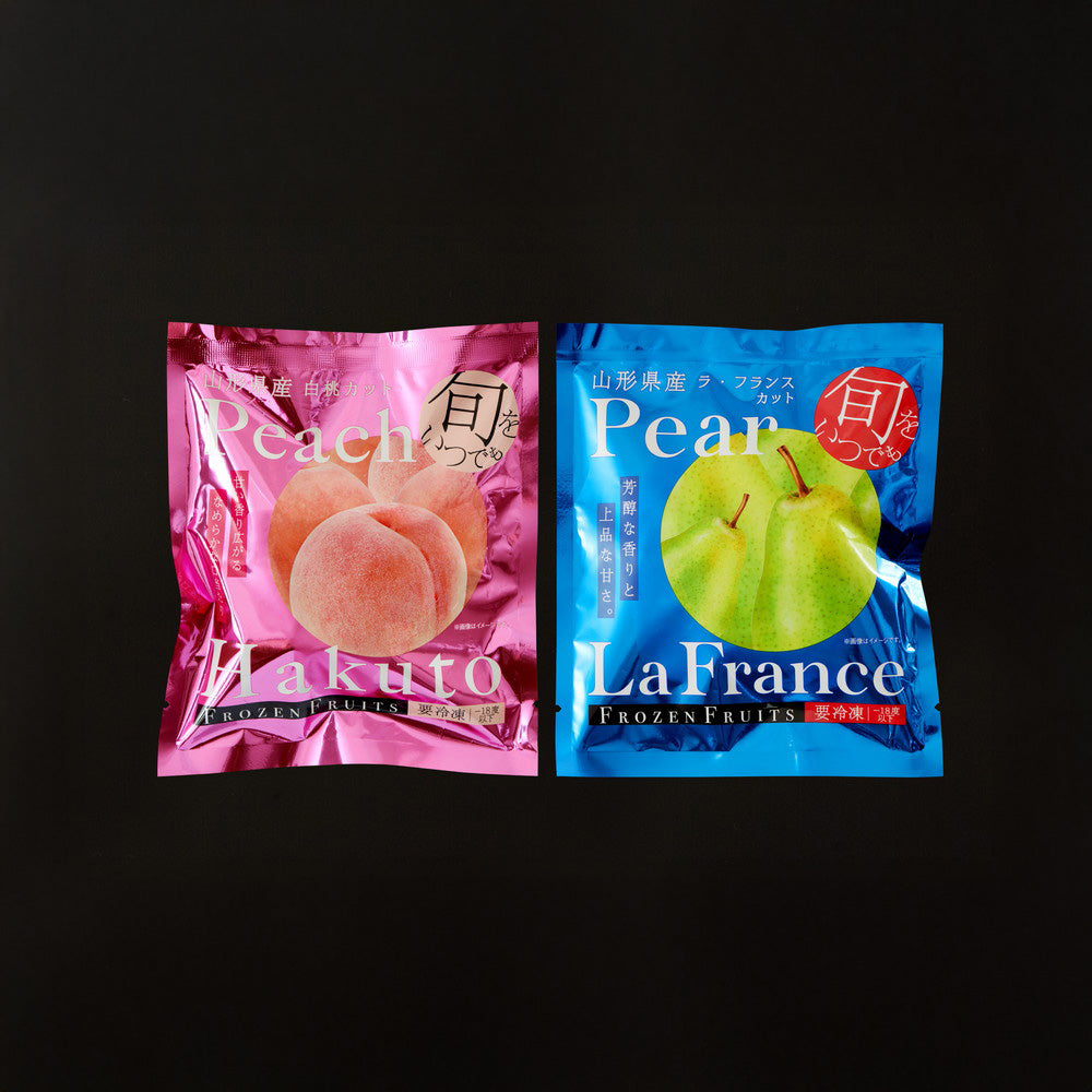 「凍眠フルーツ」 山形 2種食べ比べ（白桃、ラ・フランス）