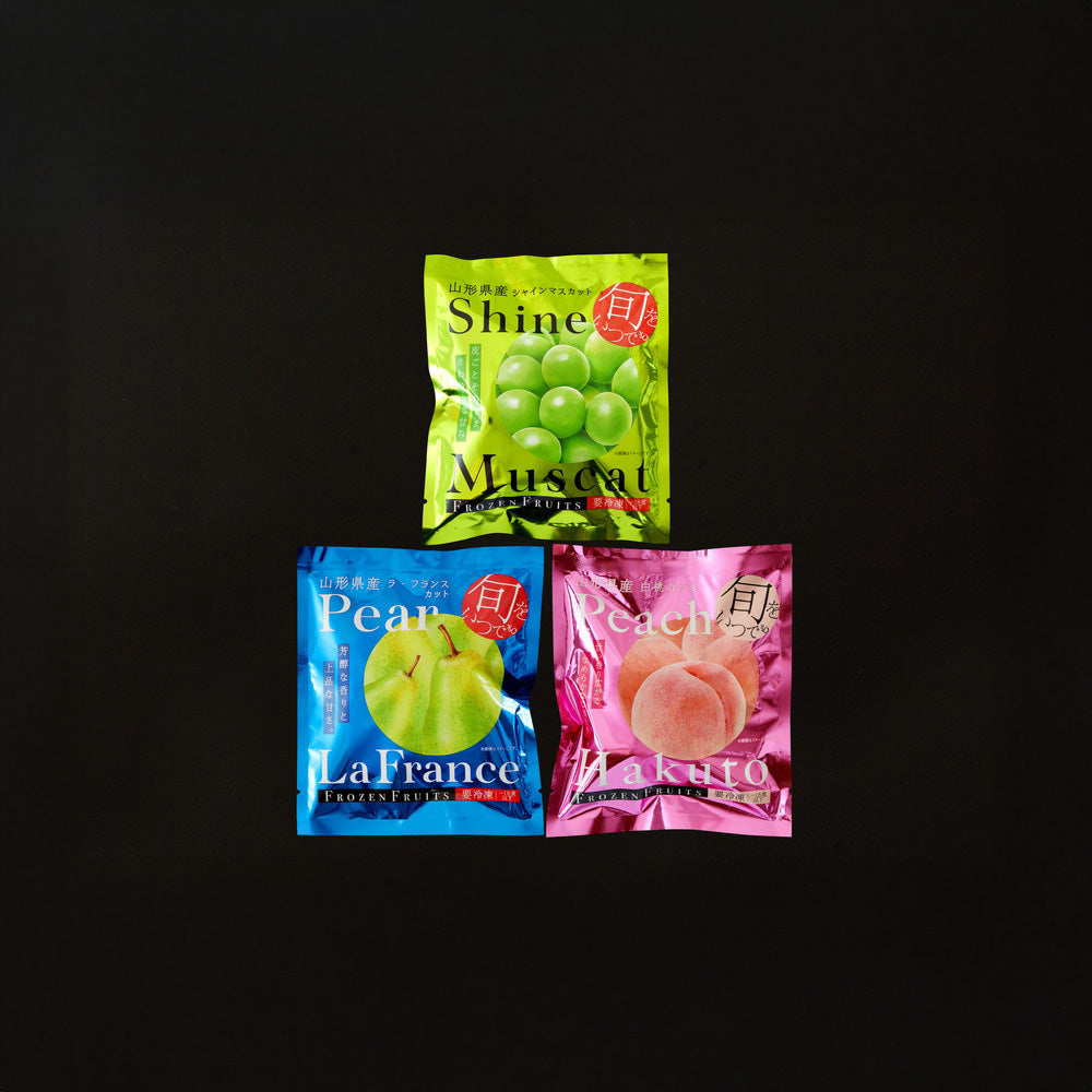「凍眠フルーツ」 山形 3種食べ比べ（シャインマスカット、白桃、ラ・フランス）