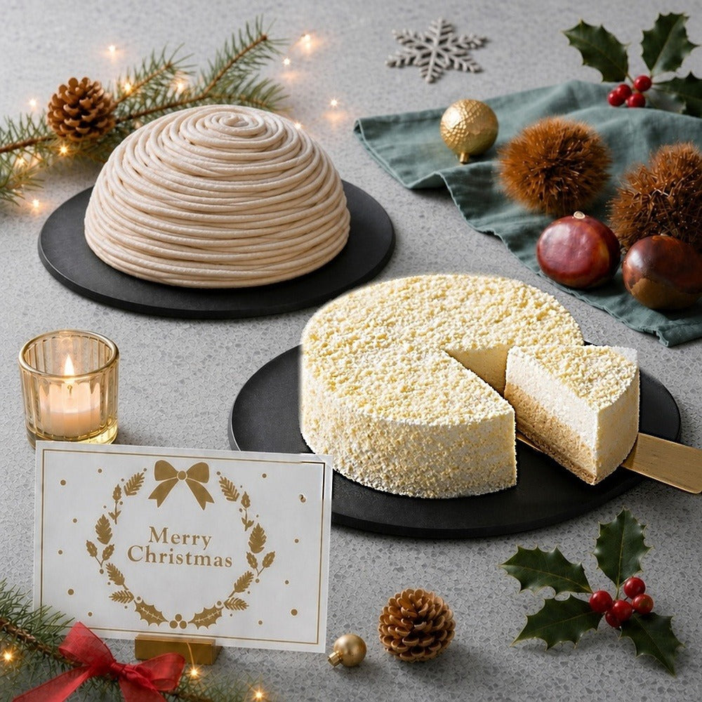 【Xmasカード】ホテルオークラ　2種食べ比べ（フランス栗のメレンゲモンブラン＆ドゥーブルフロマージュ）