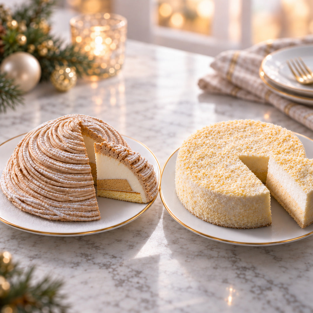 【Xmasカード】ホテルオークラ　2種食べ比べ（フランス栗のメレンゲモンブラン＆ドゥーブルフロマージュ）