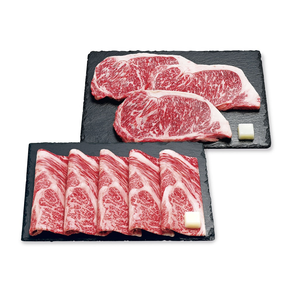 近江牛 ステーキ&すき焼用（ステーキ用サーロイン250g×3枚、すき焼用リブロース580g）